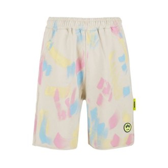Bermuda di Barrow, da uomo, colore burro. Modello jogger, in felpa. Caratterizzato da fantasia multicolor e dettaglio logo laterale. Vita elasticizzata. Vestibilità regolare. 