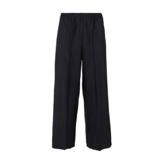 Pantalone di Forte_Forte, da donna, colore nero. Modello palazzo con coulisse alla vita. Tinta unita. Vestibilità morbida. 