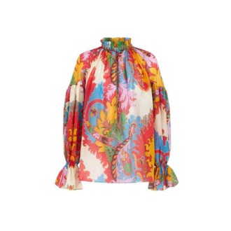 Camicia di Etro, da donna, colore multicolor. Modello realizzato in cotone e seta. Caratterizzato da ruches, maniche a palloncino e stampa Paisley d'archivio. Collo alla coreana. Chisura con bottoni. Vestibilità regolare. 