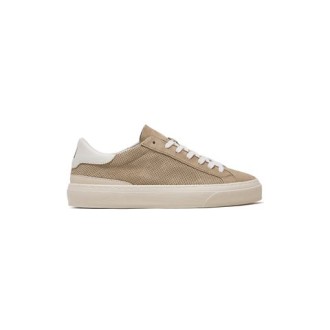 Sneakers SONICA POWDER, di D.A.T.E., da uomo, colore beige. Modello stringato in camoscio, caratterizzato da inserto in pelle. Dettaglio logo sul retro. 