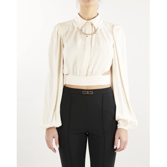 ELISABETTA FRANCHI Camicia cropped con collo importante Elisabetta Franchi