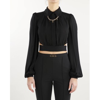 ELISABETTA FRANCHI Camicia cropped con collo importante Elisabetta Franchi