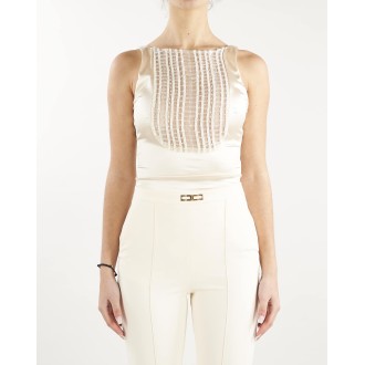 ELISABETTA FRANCHI Body con plastron ricamato Elisabetta Franchi