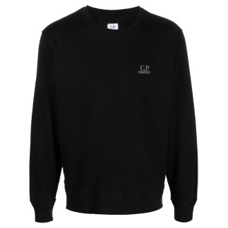 C.P. COMPANY felpa nera in cotone con logo Cp Company ricamato
