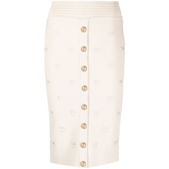 PINKO Gonna midi in maglia bianco crema con design elasticizzato