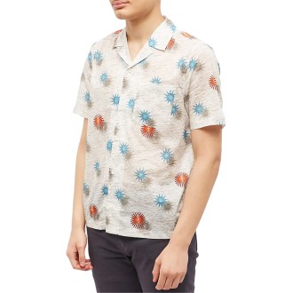 BRANDON ABSTRACT BEACH SS SHIRT WHITE AOP