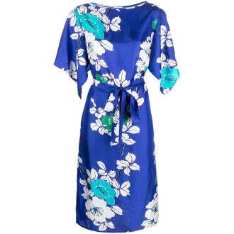 P.A.R.O.S.H. abito blu royal con allacciatura in vita