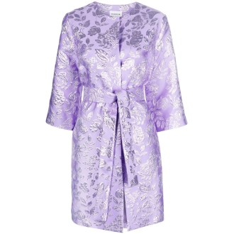P.A.R.O.S.H. Cappotto con cintura in tessuto jacquard metallico floreale lilla