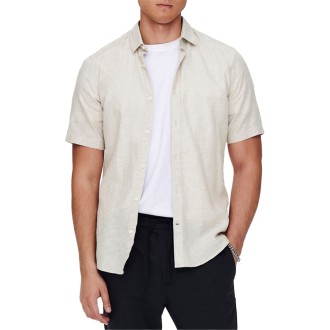 ONSCAIDEN SS SOLID LINEN SHIRT NOOS CHINCHILLA