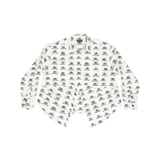 BALENCIAGA camicia a maniche lunghe in cotone bianco con logo Balenciaga nero