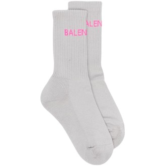 BALENCIAGA Calzini grigi elasticizzati a costine con logo Balenciaga fuxia