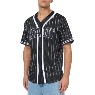 KK SERIF PINSTRIPE BASEBALL SHIRT BLACK/WHITE