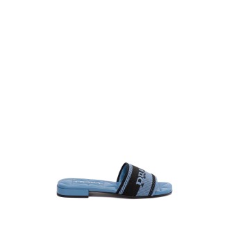 Prada Embroidered Fabric Slides