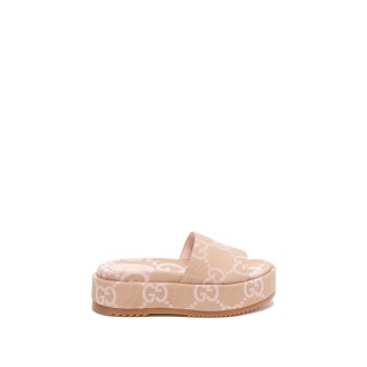 Gucci `Macro Gg` Platform Slide Sandals