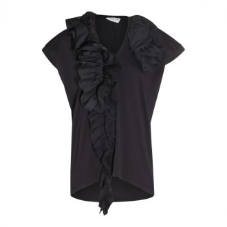 Dries Van Noten - Black Cotton Ruffles T-shirt