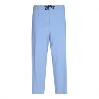 Dries Van Noten - Light Blue Linen And Viscose Blend Pants