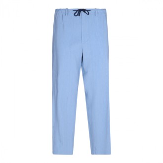 Dries Van Noten - Light Blue Linen And Viscose Blend Pants