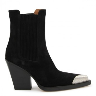 Paris Texas - Black Suede Western Boots