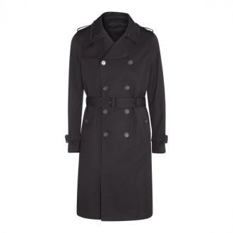 Valentino - Black Cotton Blend Rockstud Trench Coat