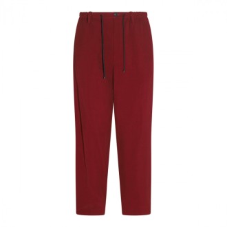 Dries Van Noten - Burgundy Linen Blend Pants