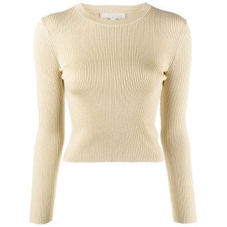 Michael Kors Long Sleeve Cropped Crew-Neck Sweater 