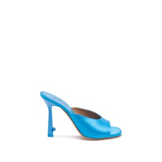 Off White `Pop Pearl` Satin Heeled Mules