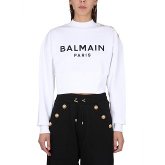balmain cropped fit sweatshirt
