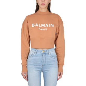 balmain cropped fit sweatshirt