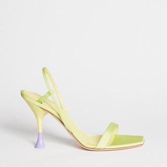 Sandalo Ischia in pelle e gros grain lime