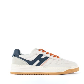Sneakers H630 in pelle bianca dettagli blu
