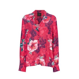 Camicia CONTENTO, di Pinko, da donna, colore fucsia. Modello collo revers e maniche lunghe. Chiusura con bottoni. Caratterizzata da stampa floreale a contrasto. Vestibilità regolare. 