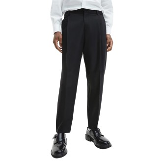 PLEATED WOOL EVENING PANTS CK BLACK