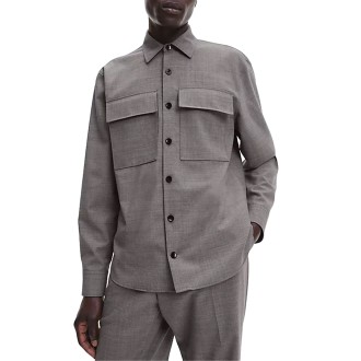 TWO TONE WOOL OVERSHIRT MOON MIST