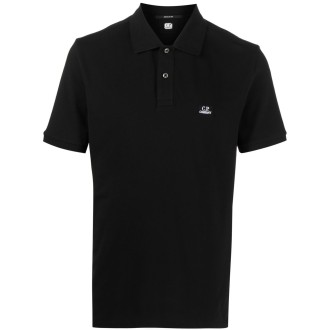 C.P. COMPANY polo nera a maniche corte con logo Cp Company