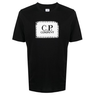 C.P. COMPANY T-shirt bianca e nera in cotone con logo Cp Company