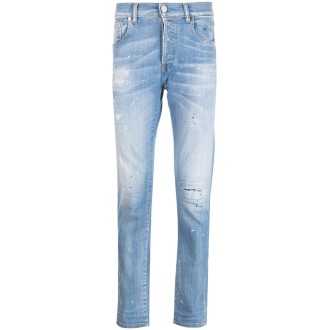 PMDS jeans slim fit blu effetto consumato