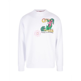 GCDS Felpa Bianca Con Stampa Multicolore
