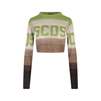 GCDS Maglione Crop Degradè Lurex Con Logo