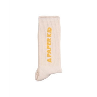 A PAPER KID Calzini Crema Con Logo