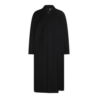 Balenciaga - Black Wool And Cotton Blend Long Coat