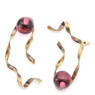 Dries Van Noten - Fuchsia And Gold Metal Earrings