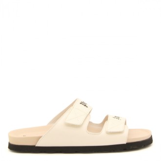 Palm Angels - Cream Leather Logo Sandals