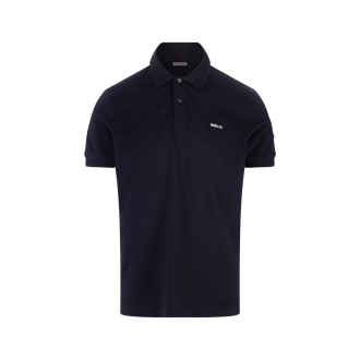 MONCLER Polo a Maniche Corte Blu Navy Con Logo Ricamato