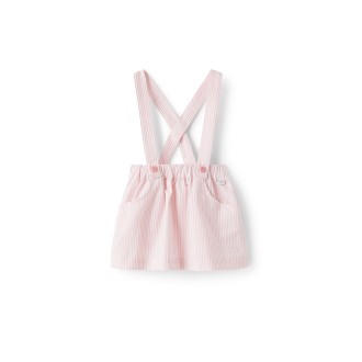 IL GUFO Salopette in Seersucker a Righe Bianca e Rosa