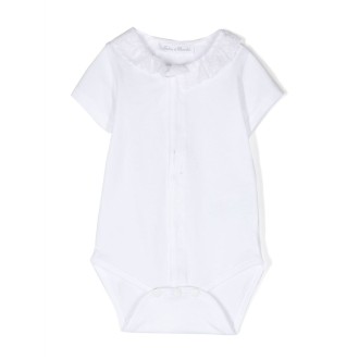 TARTINE ET CHOCOLAT Body In Jersey Bianco Con Pizzo