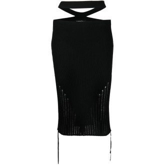 Andreadamo Ribbed Knit Low Waist Midi Skirt