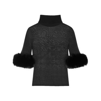 Saint Laurent Turtleneck With Faux Fur Details