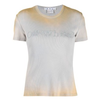 Off White `Laundry` Ribbed Basic T-Shirt