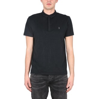 allsaints polo shirt with ramskull embroidery