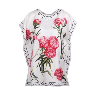 Dolce & Gabbana 'Carnation' Print Silk Blouse 46